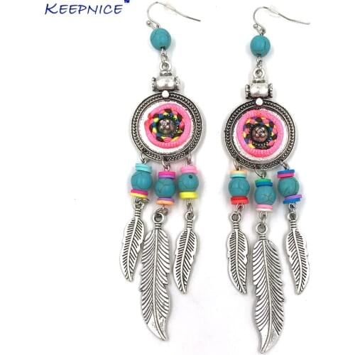 Handmade vintage Leaves leaf Tassel Earrings Bohemia Boho Ethnic Party Earring Dream Cather Owl Pendants Chandelier Earrings
