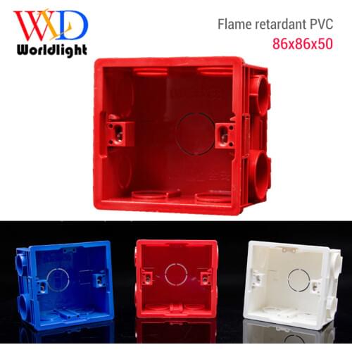 WIRLDLIGHT djustable Mounting Box Internal Cassette 86mm*86mm*50mm For 86 Type Switch and Socket White/Red Color Wiring Back Box