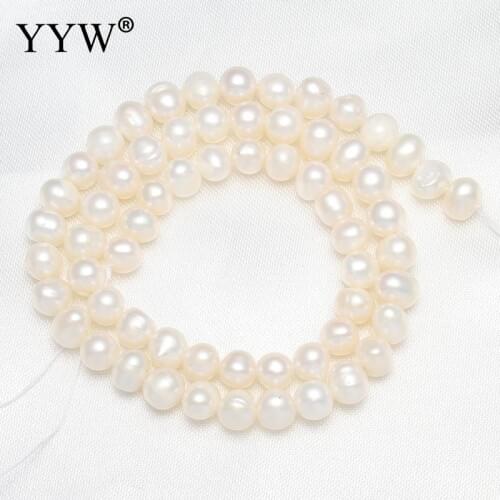 YYW 5-6mm 100% Natural Freshwater Pearl Beads white Potato Pearl Round Loose Beads DIY Necklace Bracelat Jewelry Making