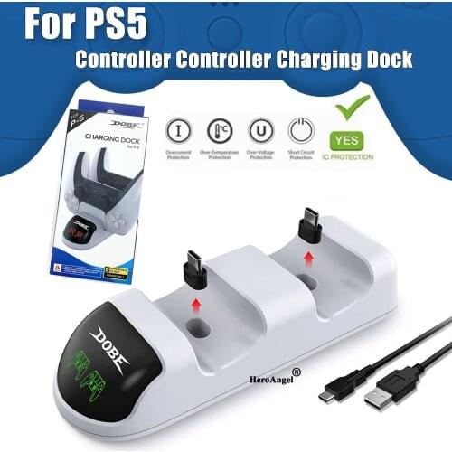For PS5 Controller Charging Dock Charger Stand Station Dual Charge Gamepad Charging Station Type-C Interface With LED Indicators