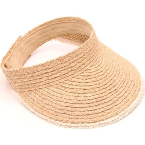 Wide Brim Ladies Sun Hats Roll-up Foldable Straw Golf Visor Hat Sunshade