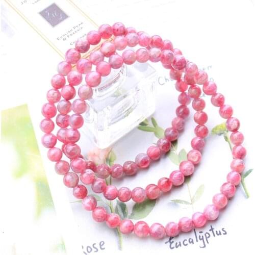 Natural Red Tourmaline Lepidolite Quartz 3 Laps Bracelet 6mm Clear Round Beads Women Men Pink Tourmaline Stone AAAAAA