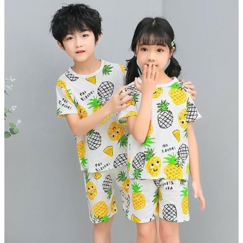 Baby pajamas-kids Sets Cotton Boys Sleepwear Suit Summer Girls Pajamas Short Sleeve Pijamas Tops+Pants 2pcs Children Clothing