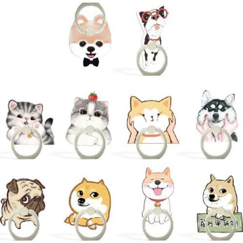 2020 New Cartoon Cute Super Cute Husky Dog Persian Cat ABS Mobile Phone Ring Bracket for All Phone