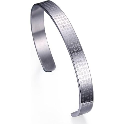 2021 Fashion Religious Totem Jewelry Stainless Steel Material Scripture Steel Color Open Personalized Bracelet Suitable For Men