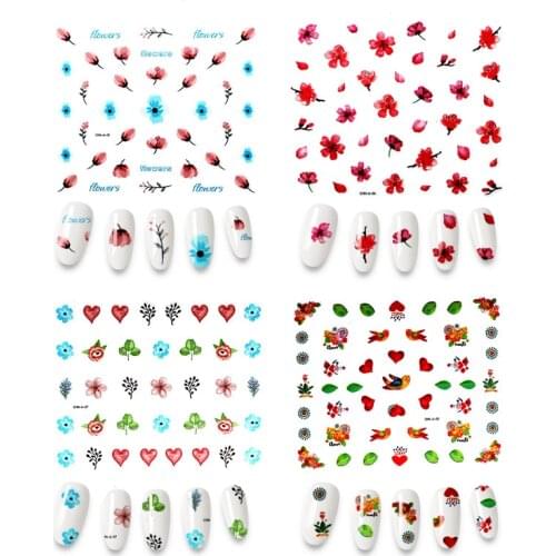 30pcs Holographic Flower Butterfly Cactus Designs Nail Stickers Decal DIY Slider for Manicure Nail Art Watermark Manicure Decor
