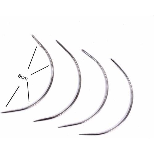 50Pcs C Style Hair Weave 6 CM Needle For Brazilian Hair Weft Extension Weaving Type Curved Thread Sewing Salon Styling Tools