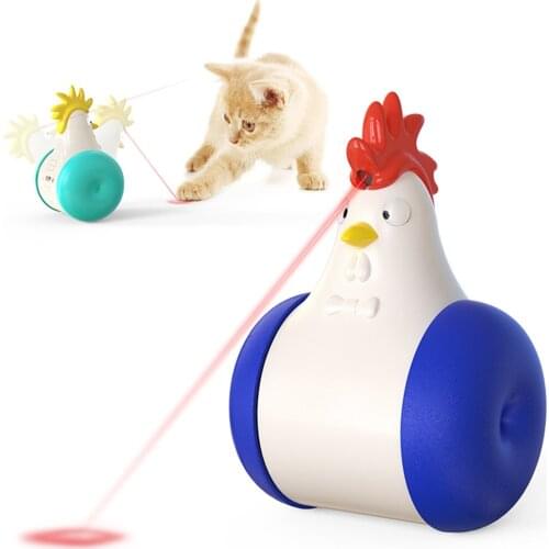Chick Style Automatic Infrared Teasing Cat Toy Multifunctional Pet Laser Teaser Tumbler Squeak Toy Kitten Interactive Toys Pets