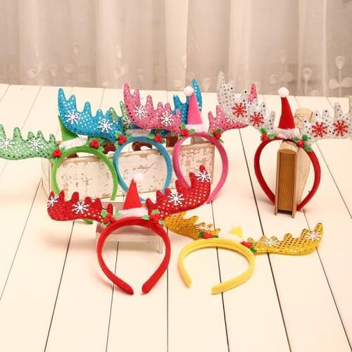 Sequins Antlers Christmas Headband Party Decor Fancy Reindeer Antlers Hairband Xmas Kids Party Decor Headband Pora I