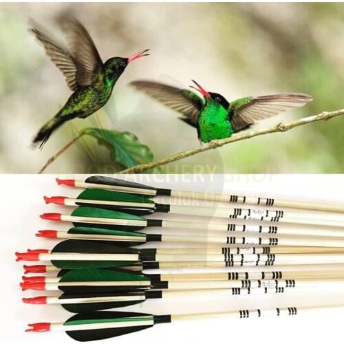Wooden Archery Arrow For Recurve Bow Longbow Medieval Traditional Ottoman Hunting Shoot with Green Black Turkey Fletching