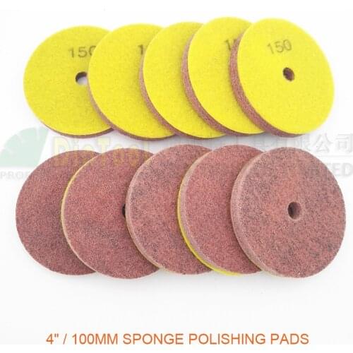 DIATOOL 10pcs 4"/100MM Sponge Diamond Polishing Pads For Soft Stone Marble Artificial Stone Terrazzo Floor Grit #150 Diameter 4"
