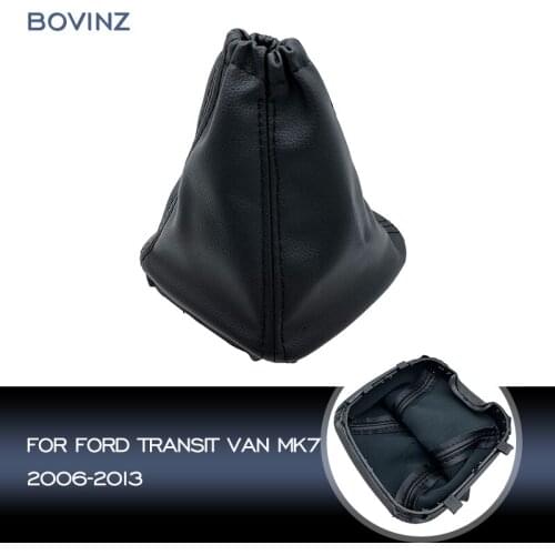 For Ford Transit From MK7 2006 - 2013 Gear Shift Knob Lever Collars Shifter Gaiter Boot Cover Case Black PU Leather Car Styling