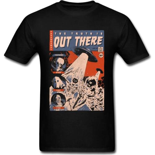Comic Files T-shirt Men T Shirt Alien Tshirt Truth Is Out There Tops Skulls Tees Black Clothing UFO Printed Sweatshirt