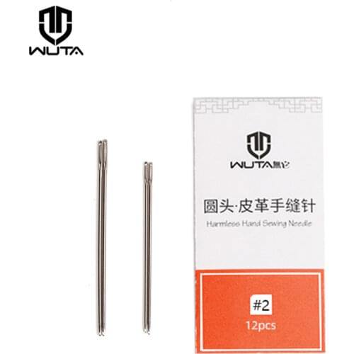 WUTA 12pcs Leathercraft Sewing Needles Large Eye Blunt Stitching Needle Harness Round-pointed Needle Leather Hand Sewing Blunt