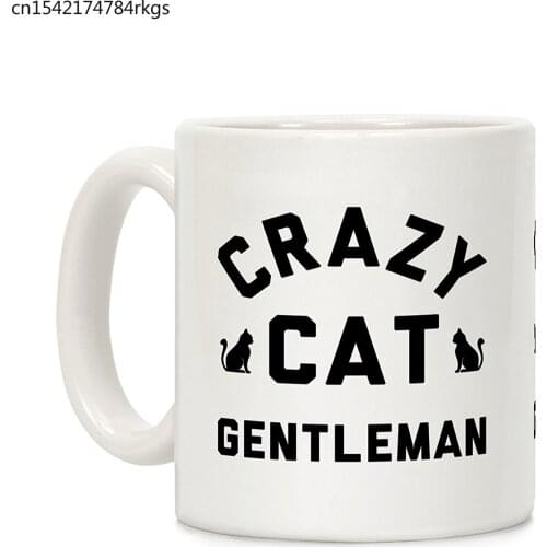 Crazy Cat Gentleman White 11 Ounce Ceramic Coffee Mug