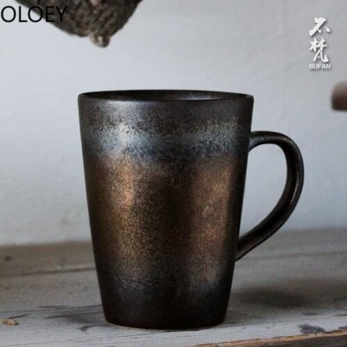 HandMade Retro Coffee Mug Flow Glaze Metal Sense Art Japanese Ceramic Mug Coffee Cup Tea Water Cup Milk Taza Cups and Mugs Tazas