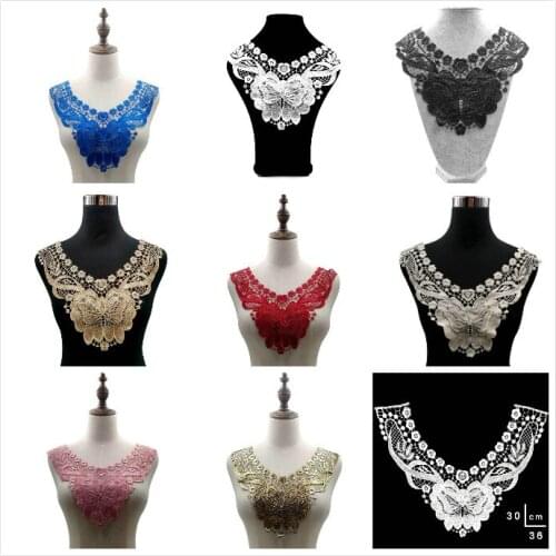 Lace Collar 8 Colors Beautiful Flower Gold White Black Blue Venise Lace Applique Trim Lace Fabric Sewing Supplies Lace Neckline