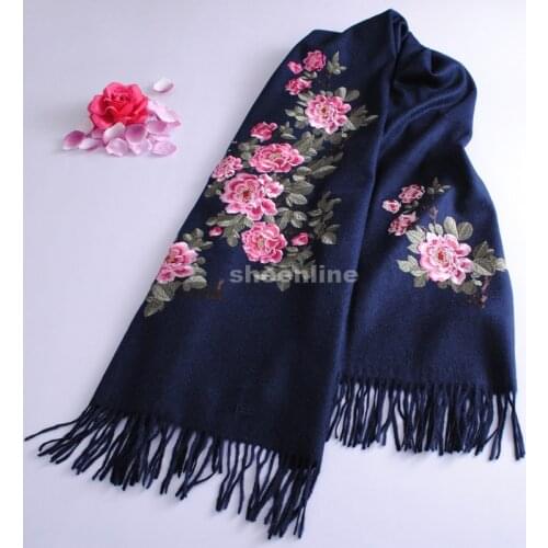 Multi-Design Top Quality Ethnic Complicated Embroidery Wool Shawl Vintage Pashmina Long Scarf Light Warm Winter Scarf Wrap