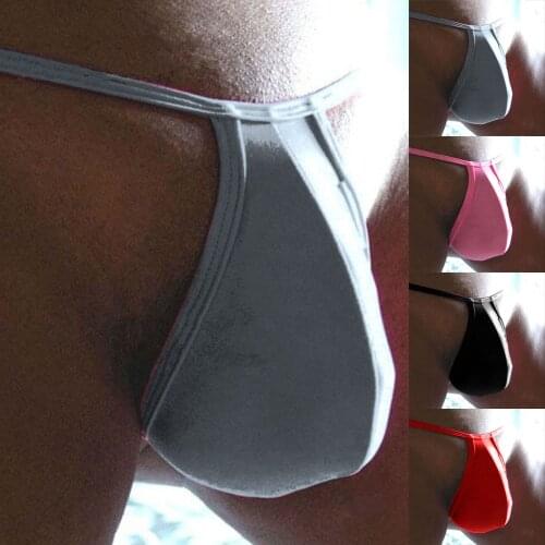 Male Strappy Tanga Swimsuit G-strings Bikini Stretchy Swimwear Sexy Underwear With Bulge Pouch Men Swimming Underpants