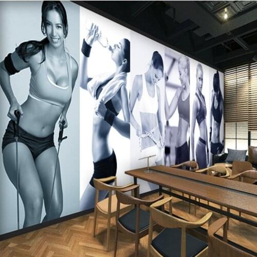 Custom photo wallpaper Fitness beauty background wall mural gym wallpaper bar KTV decorative wallpaper