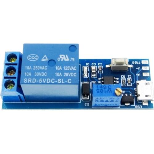 5V-30V Delay Relay Timer Module Trigger Delay Switch Micro USB Power Adjustable Relay Module