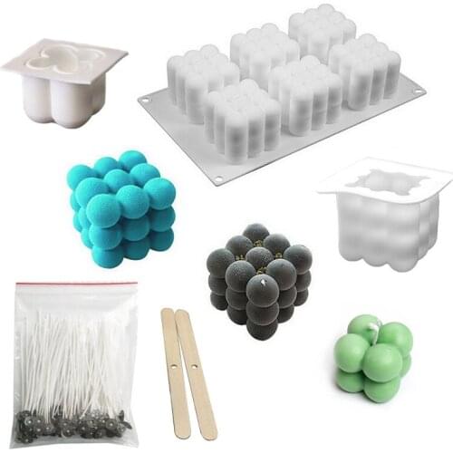 Silicone Candle Mould 3D Cube Square Soap Mold Cake Decoration Aromatherapy Candles Mold DIY Chocolate Mold Kitchen Gadgets