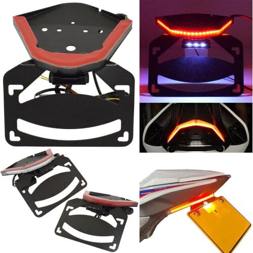 Rear License Number Registration Plate Frame Holder Bracket Tail Tidy Fender Eliminator LED Light For BMW S1000RR 2019 2020 2021