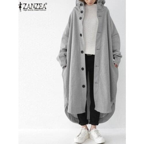 ZANZEA Women Hoodies Sweatshirt Coats Fashion Winter Long Sleeve Hooded Outwear Female Loose Overcoats Autumn Long Jackets 5XL