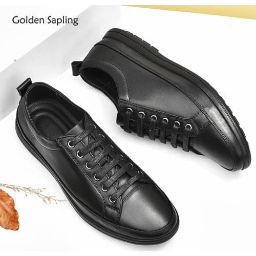Golden Sapling Classic Mens Casual Shoes Breathable Genuine Leather Flats Vintage Leisure Men Shoe Comfortable Driving Footwear