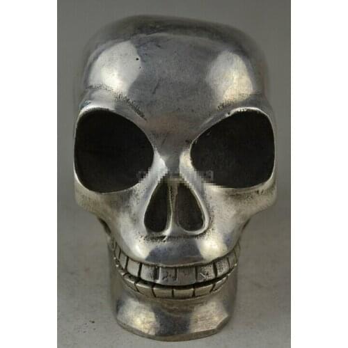Decoration brass factory outlets Tibet Silver China collectible decorate handwork old tibet silver carve skull soul statue