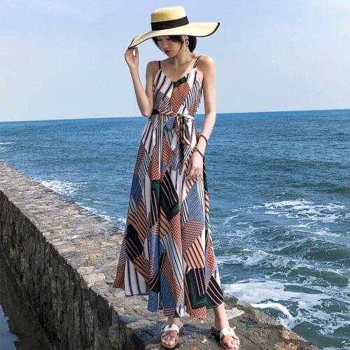 Summer Women Backless Straps Sundress Female Elegant Party Vacation Long Tropical Beach Dress Vintage Korean Runway Vestidos New
