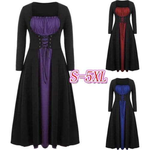 S-5XL Lady Hooded Dress Middle Ages Renaissance Halloween Hunter Archer Cosplay Costumes Vintage Medieval Bandage Party Vestido