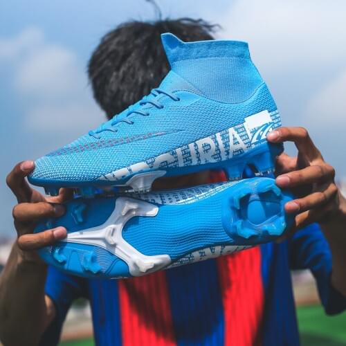2020 Size 35-44 Unisex Soccer Shoes Long Spikes TF Ankle Football Boots Outdoor Grass Cleats Football Shoes chuteira futebo