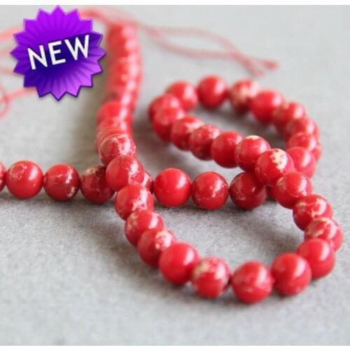 8mm Fashion Natural Red Turkey Stone Beads Stripe Round Stone DIY Beads Hand Made Accessory Parts 15inch Jewelry Making Design