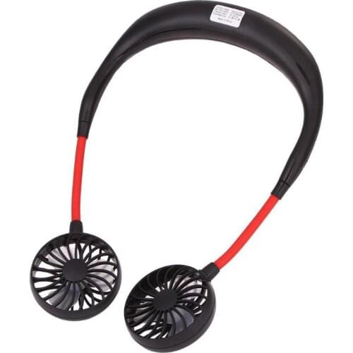 ALLOYSEED USB Rechargeable Double Wind Wearable Portable Mini Neckband Fan Summer Home Office Outdoor Sport Fitness Cooling Fans