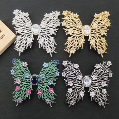 APDGG gold plated Green Cubic Zirconia micro pave Butterfly Brooch Pin