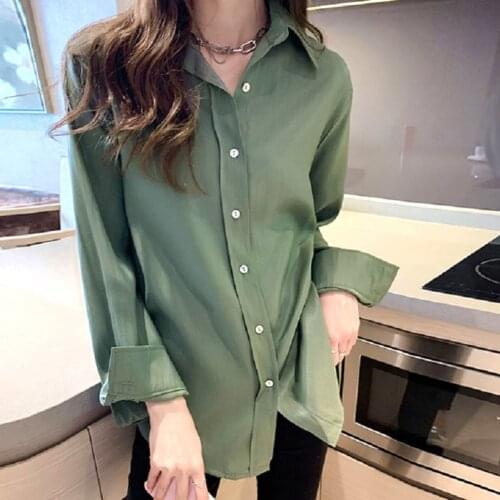 2020 Long Sleeve Autumn Vintage Satin Silk Blouse Shirts for Women Elegant Korean Style Women Sexy V Neck Blouse Tops