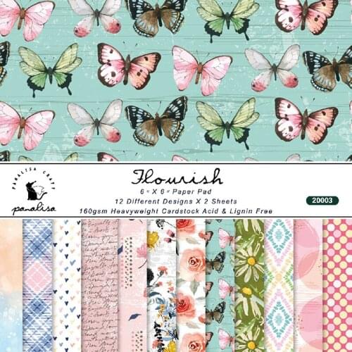 24 sheets of 6 "X6" Floral Pattern Paper Pad Scrapbooking Paper Pack Delicate Background Pad