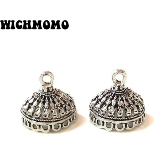 New 4pcs/bag 20mm Retro Zinc Alloy Bell Shape Round Beads Tassels End Cap Charms Pendants for DIY Jewelry Accessories