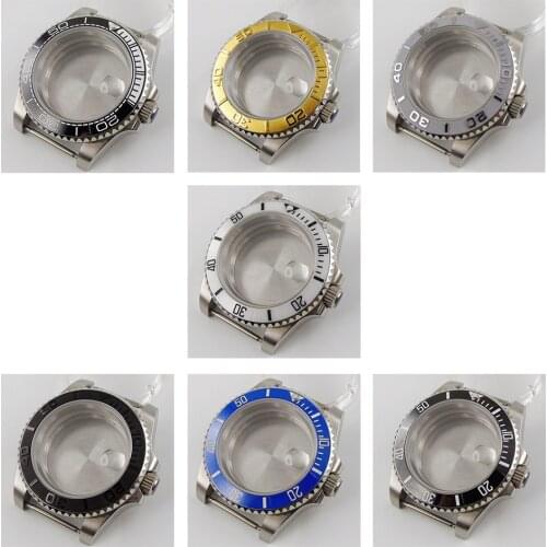 40mm Sapphire glass ceramic bezel 316L stainless steel Watch Case fit Miyota 8215 ETA 2836 movement