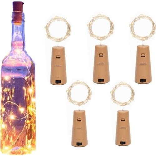 Battery Powered Garland Wine Bottle Lights with Cork 10-30 Leds Copper Wire Colorful Fairy Lights String for Party Wedding Decor