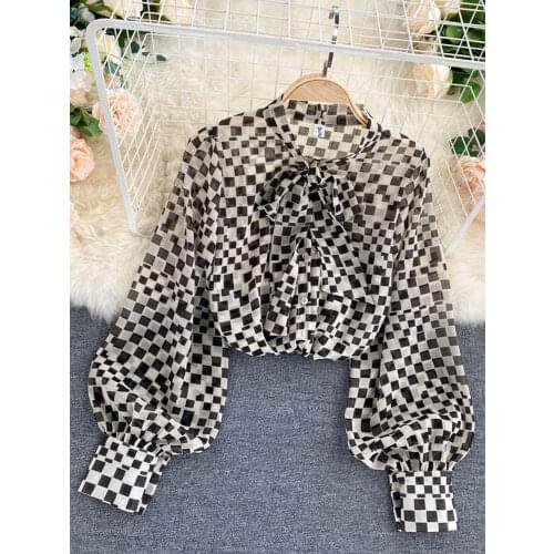 Блузки в клетку Iceinside China At AliExpress