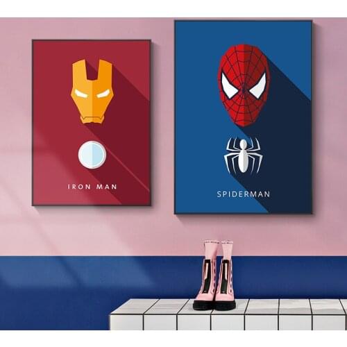 Marvel Paintings Avengers Childrens Room Decoration Painting Boy Iron Man Spiderman Bedroom Bedside Mural