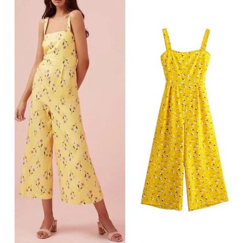 Jumpsuit Women Za 2020 Bow Floral Print Backless Sexy Bodysuit Sleeveless Loose Body Mujer