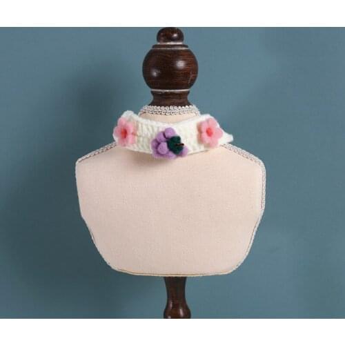 Cat Collar Handmade Knitting Cat Circle Bib Flowers Dog Bandana Pet Supplies Cat Dog Collars Cotton Bow Collar
