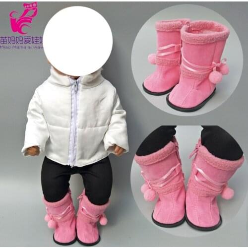 Doll shoes For 43cm reborn baby doll boots winter Pink shoes baby doll high tops 18" girl doll shoes boots