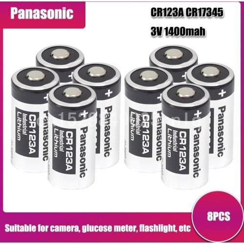 8pcs 3V Panasonic Li-ion Battery 1400mAh CR123A CR17345 DL123A Non-rechargeable Batteries for Camera Water Gas meter
