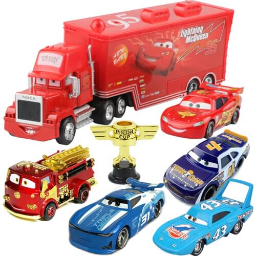 Disney Pixar Cars 2 3 1 Toys Lightning McQueen Mack Uncle Truck 1:55 Diecast Model Car Toys For Boys Children Birthday Gift