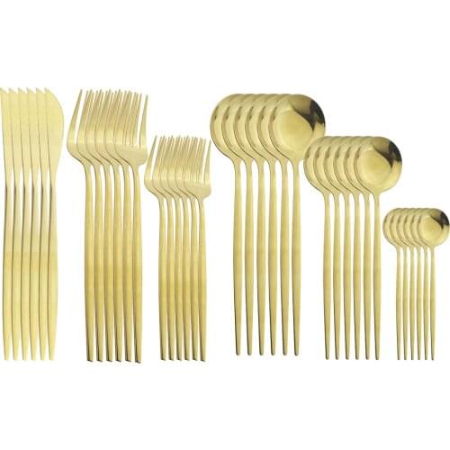 Colorful Flatware Set Stainless Steel Cutlery Set Knife Fork Spoon Dinnerware Set Kitchen Dessert Salad Forks 36pcs Tableware