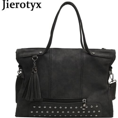 JIEROTYX New Fashion Leather Women Bags Simple Shoulder Bag 2020 Handbags Luxury Female Casual Big Tote Vintage Shoulder Bags